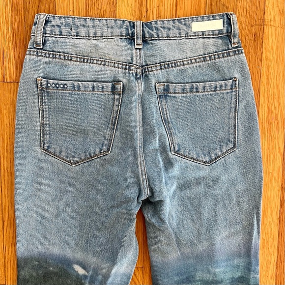 BLANK NYC The Madison Crop, Digital Print, High Waist, Raw Hem Jeans, Sz 25 - Picture 7 of 9